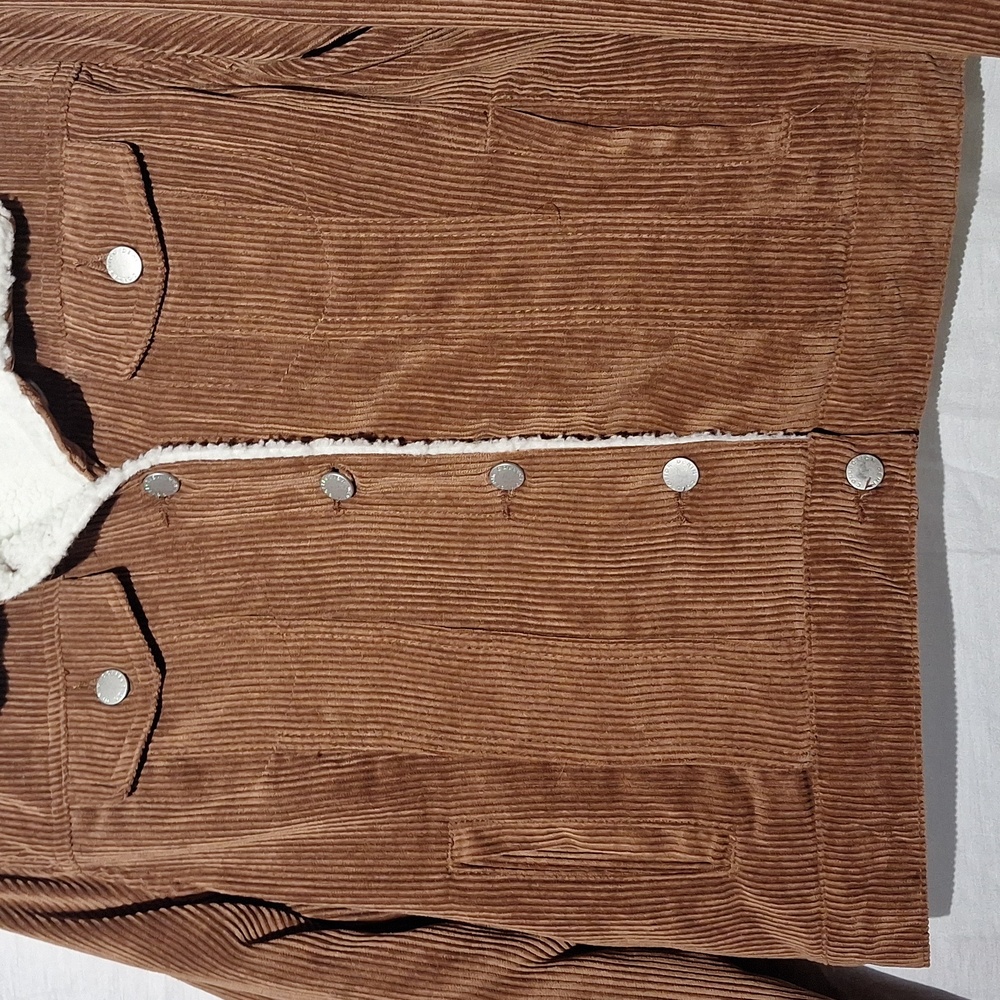 3/$20-Brown Corduroy Jacket, Cropped,  Sherpa Collar And Lining, 12, NWOT - Picture 5 of 14
